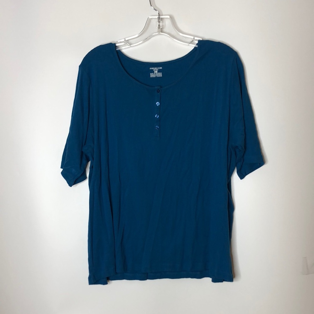 Jones New York Sport Womans Blue Button Down Front Top 2X PLUS SIZE